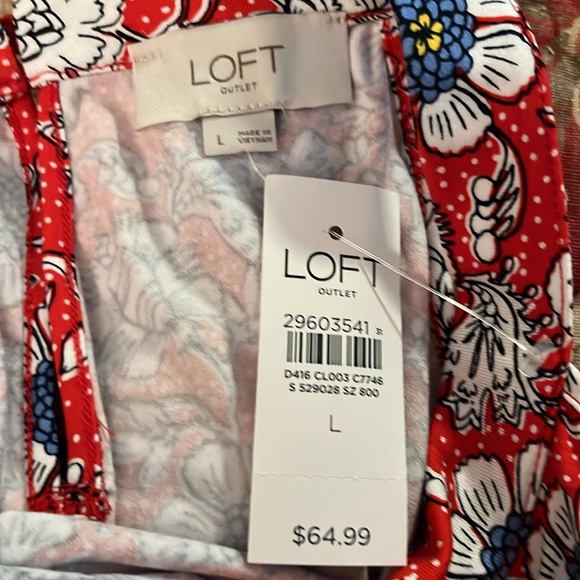 Loft red floral knit dress. NWT. Size L. - Picture 4 of 4